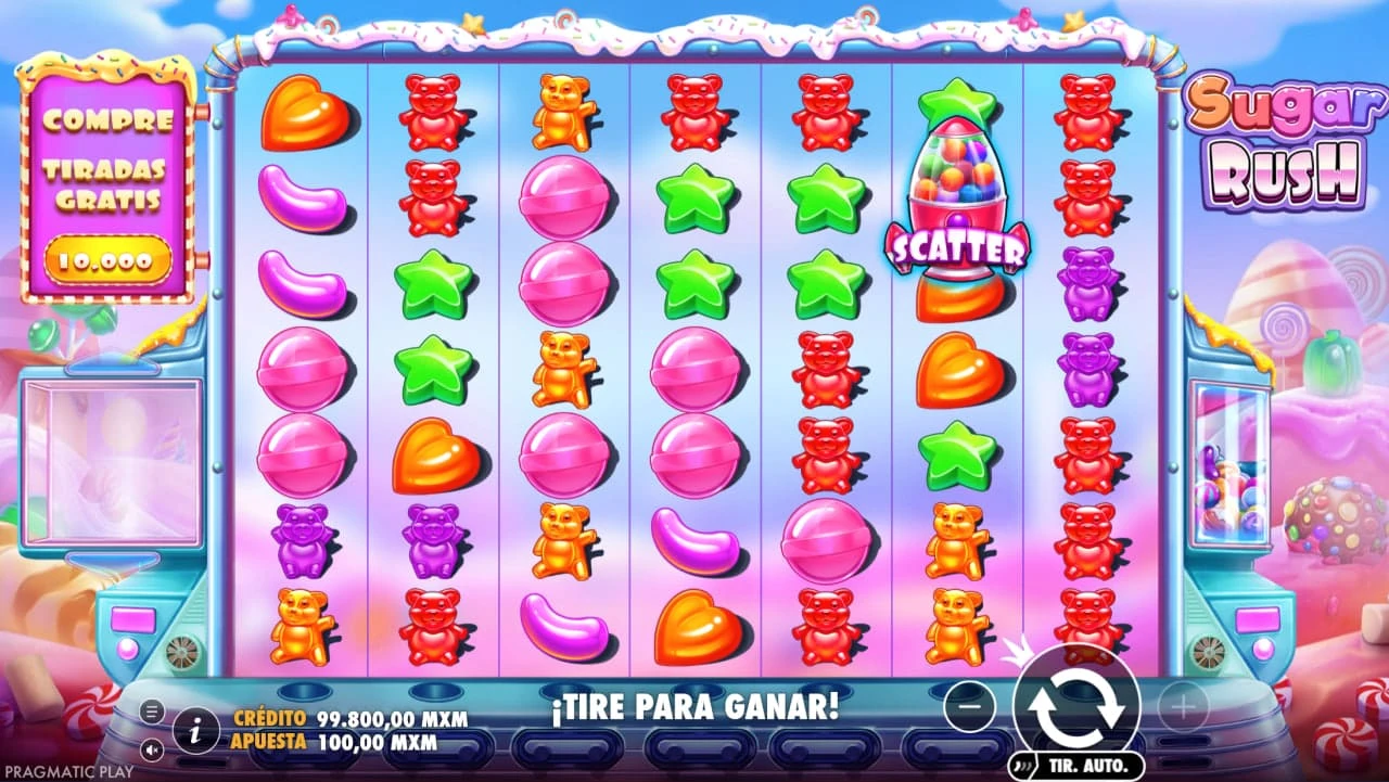 Sugar Rush maxvinst 5000x med 7x7 grid och paytable-kontroll